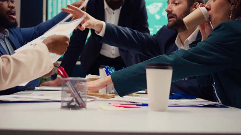executive-team-sharing-information-updates-project-details